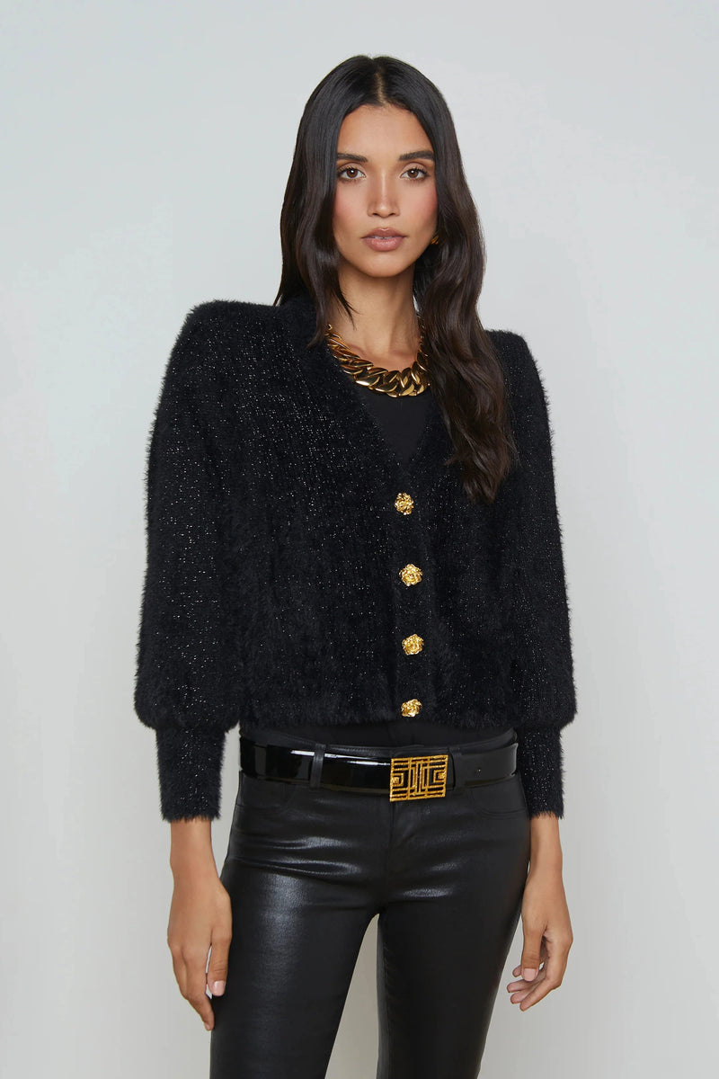 Talulla Cardigan In Black/ Gold Rose