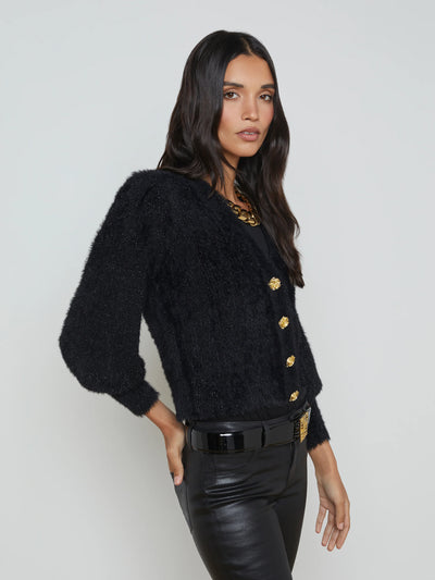 Talulla Cardigan In Black/ Gold Rose