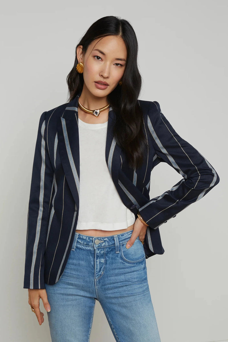 Clementine Blazer In Midnight Multi Stripe