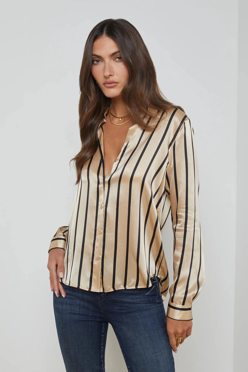 Tyler Blouse In Almond Stripe