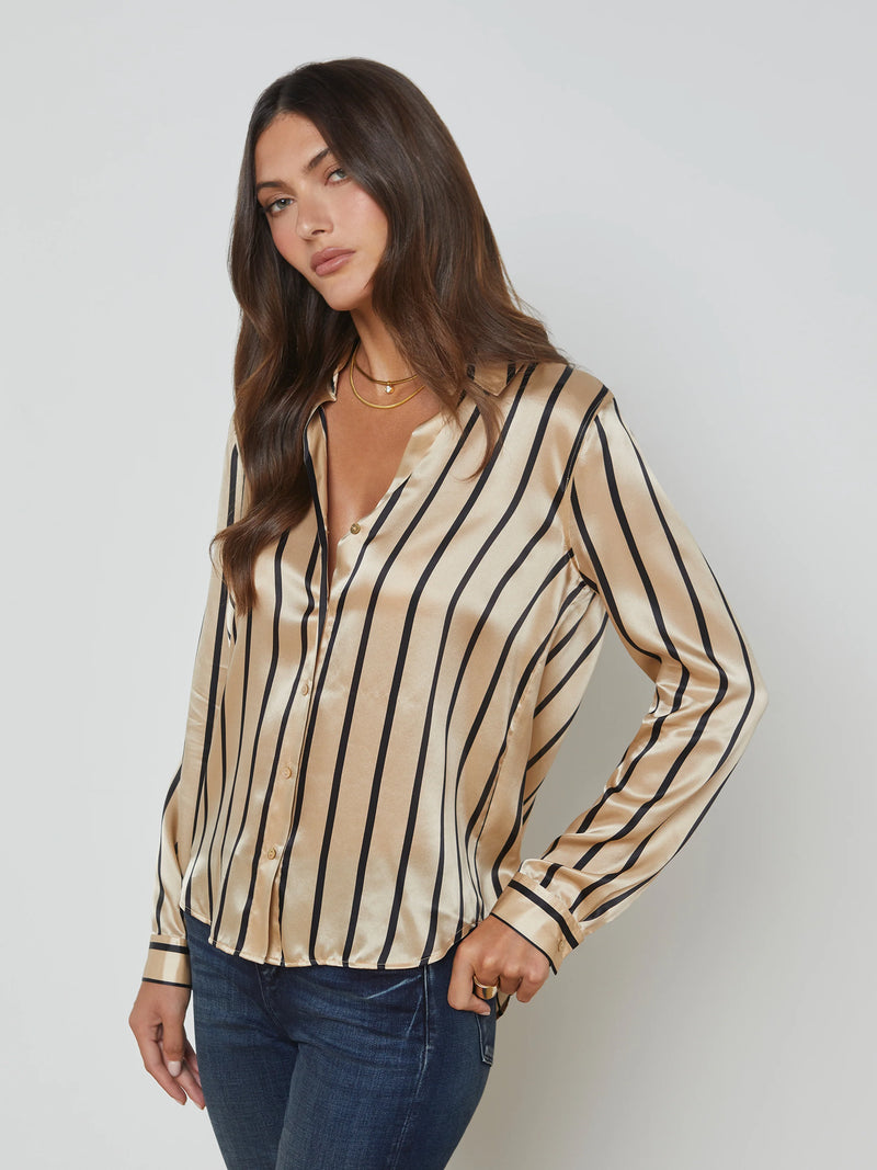 Tyler Blouse In Almond Stripe