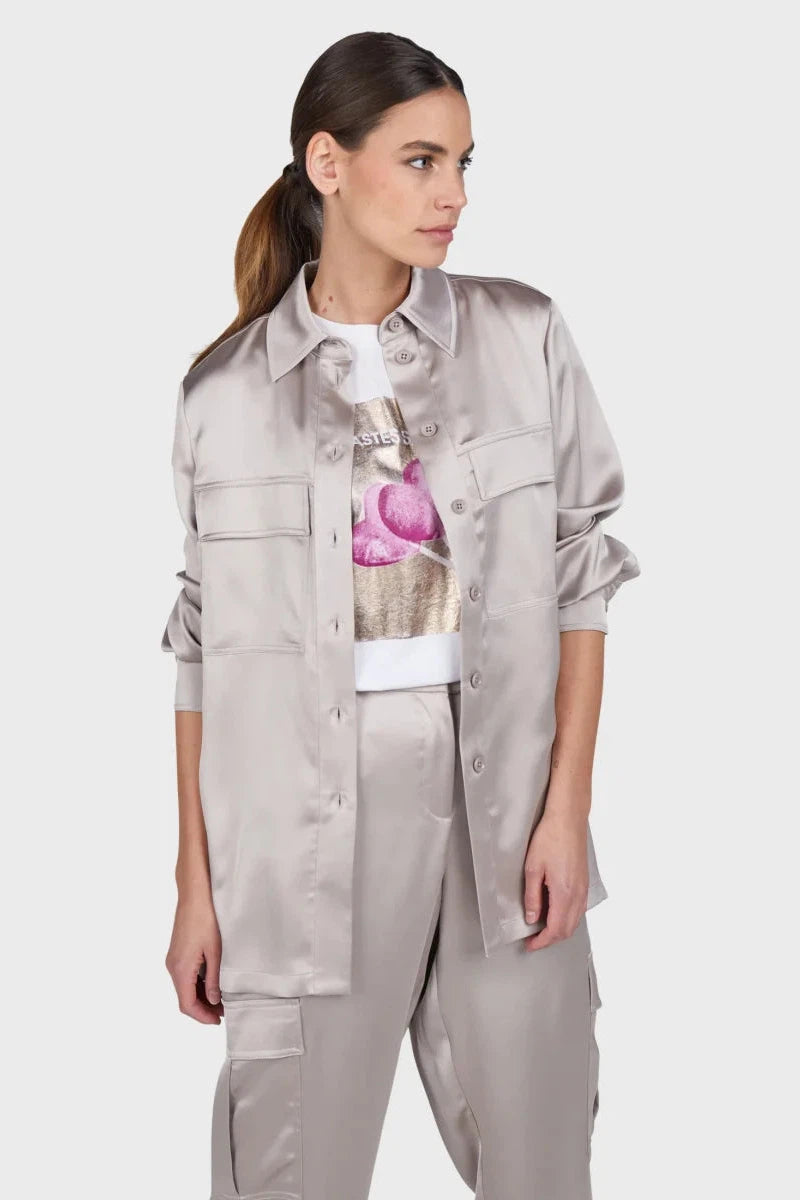 Stretch Satin Blouse- Blush Blusen