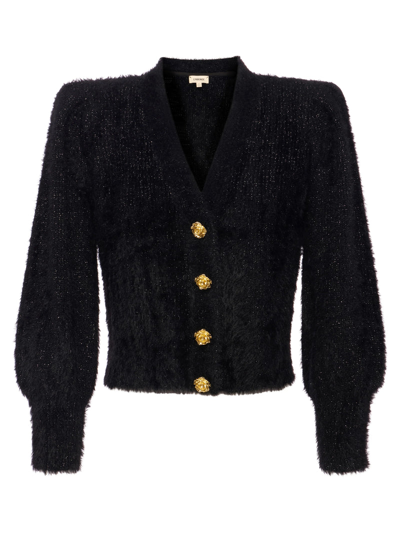 Talulla Cardigan In Black/ Gold Rose