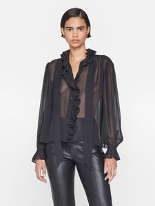 Ruffle Front Button Up Shirt by Frame-Frame-Tocca Finita