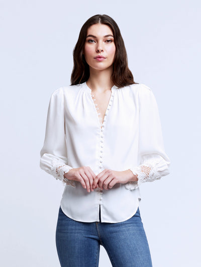 Ava Lace Cuff Blouse-L'Agence-Tocca Finita