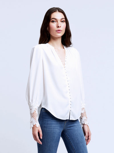 Ava Lace Cuff Blouse-L'Agence-Tocca Finita