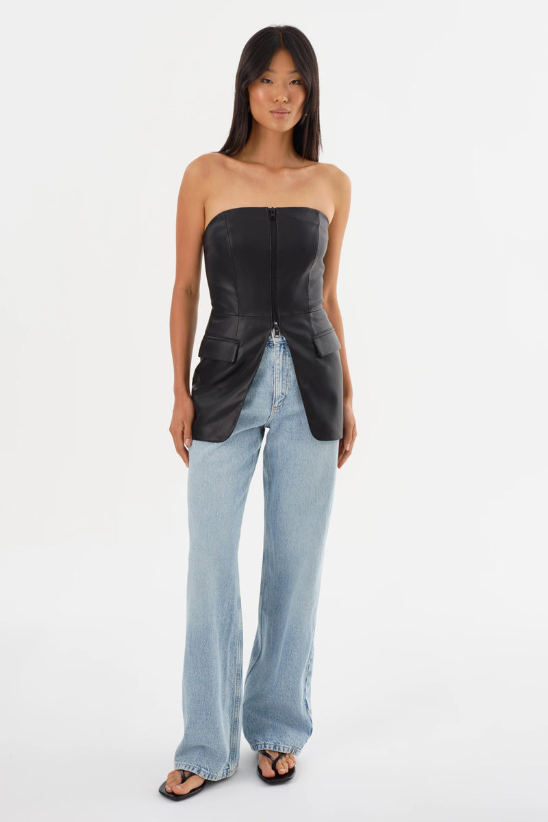 Avani Faux Leather Bustier Top-LAMARQUE-Tocca Finita