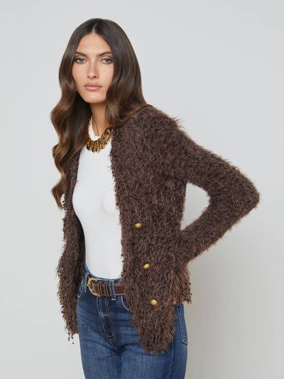 Azure Cardigan Blazer In Chocolate-L'Agence-Tocca Finita