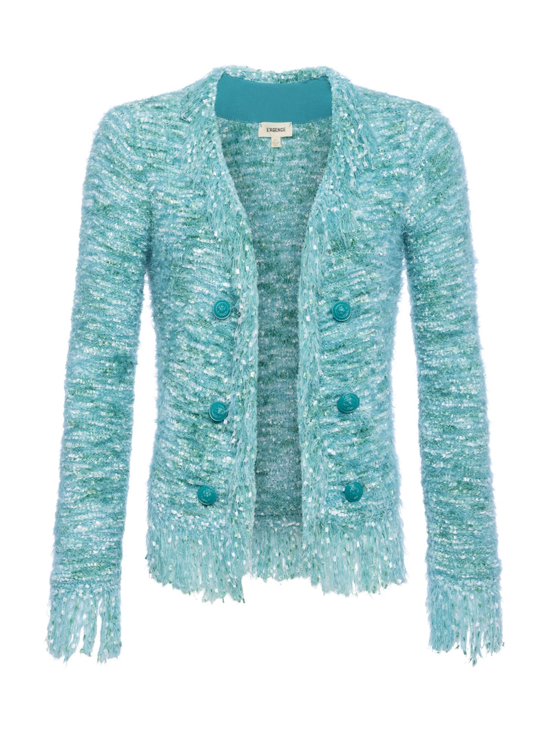 Azure Fringe Cardigan In Jade Multi-L&