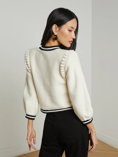 Becker Knit Crop Kimono Black Ivory-L'Agence-Tocca Finita