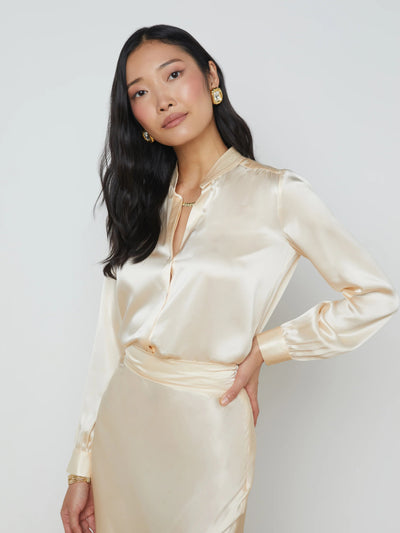 Bianca Silk Blouse In Pearl-L'Agence-Tocca Finita