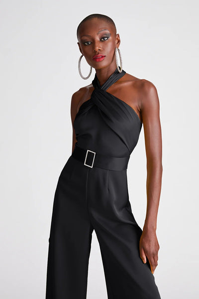 Black Kani Jumpsuit in Satin-Halston-Tocca Finita