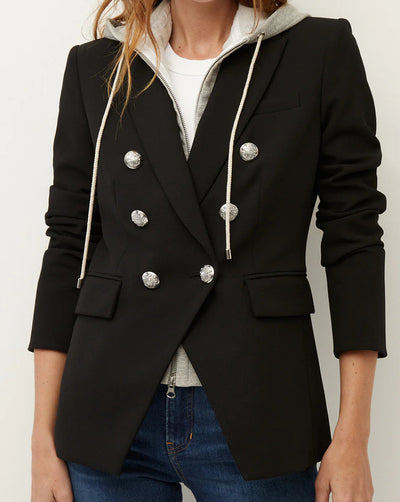 Black Miller Dickey Jacket with Silver Buttons-Veronica Beard-Tocca Finita