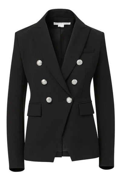 Black Miller Dickey Jacket with Silver Buttons-Veronica Beard-Tocca Finita