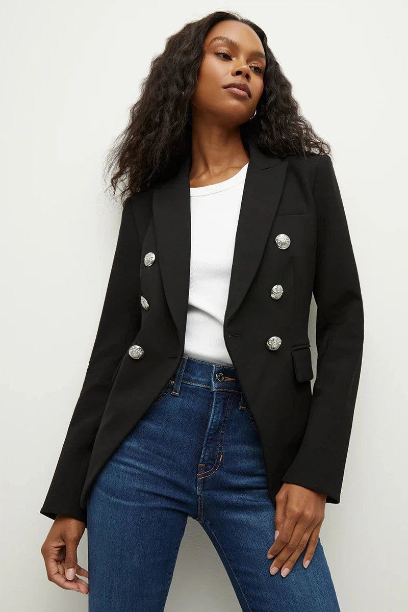 Black Miller Dickey Jacket with Silver Buttons-Veronica Beard-Tocca Finita