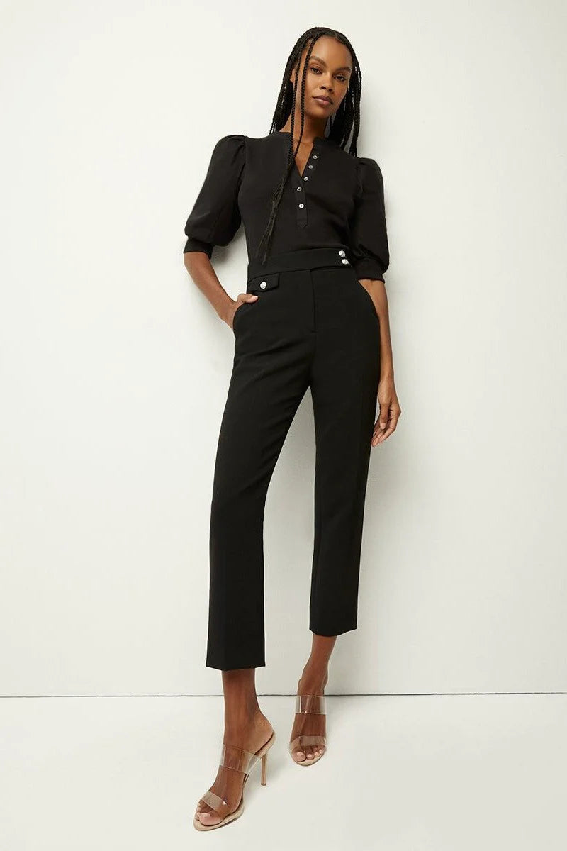 Black Renzo Pant with Silver Button-Veronica Beard-Tocca Finita