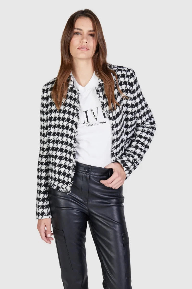 Boucle Jacket With Houndstooth-Marc Aurel-Tocca Finita