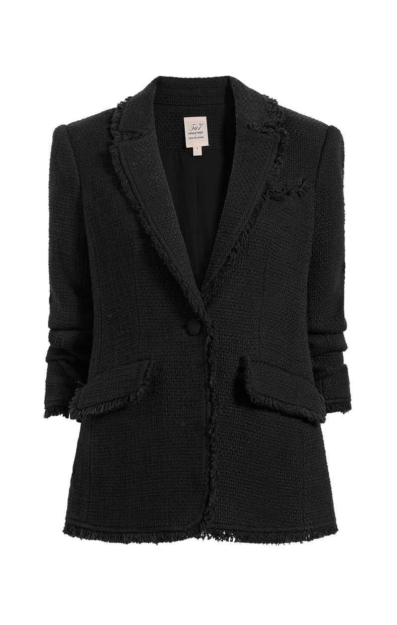 Boucle Khloe Blazer In Black-Cinq A Sept-Tocca Finita