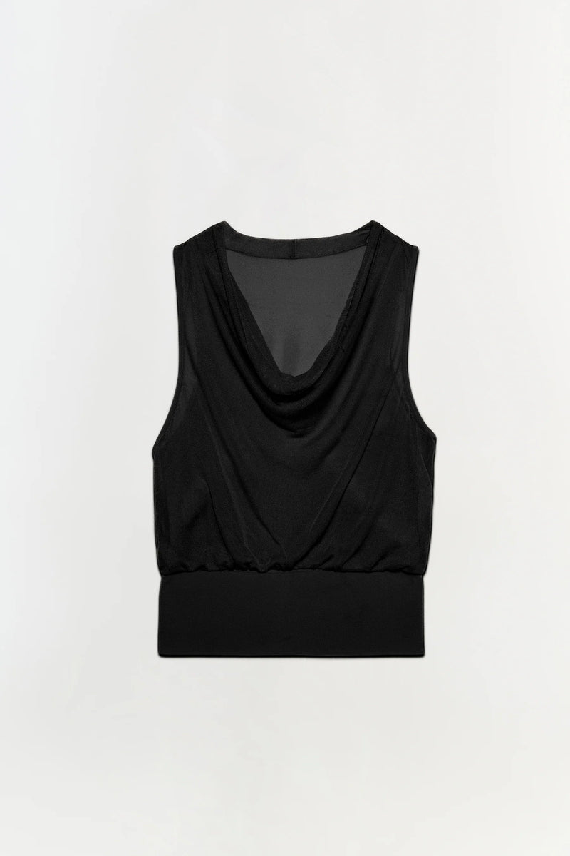 Carmina Cowl Tank In Black-Simkhai-Tocca Finita