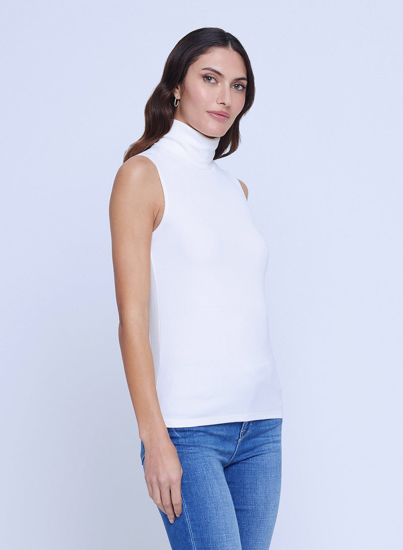 Ceci Sleeveless Turtle Neck In White-L&