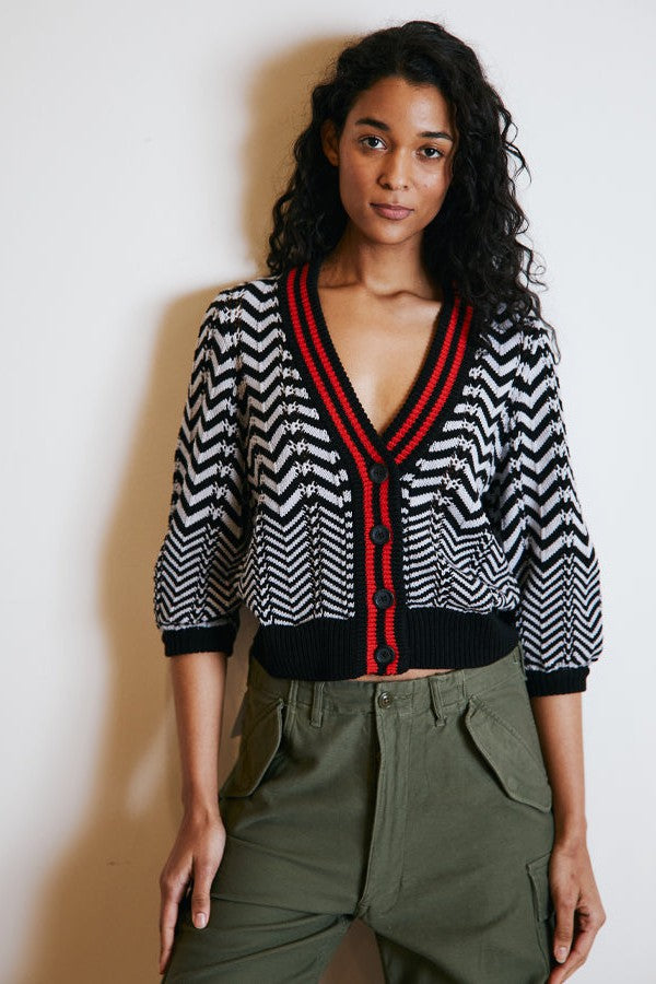 Chevron Stitch Cardigan-Autumn Cashmere-Tocca Finita