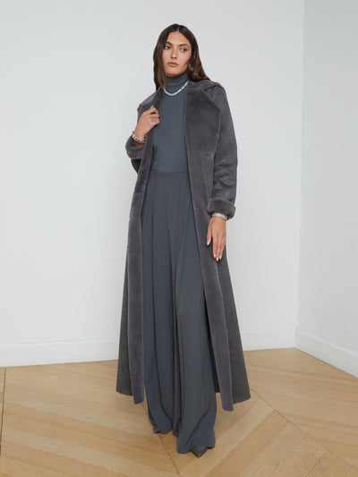 Citron Faux Fur Maxi Coat In Dark Grey-L'Agence-Tocca Finita