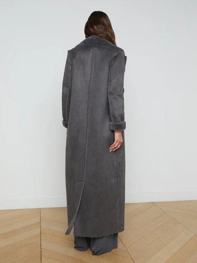 Citron Faux Fur Maxi Coat In Dark Grey-L'Agence-Tocca Finita