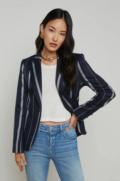 Clementine Blazer In Midnight Multi Stripe-L'Agence-Tocca Finita