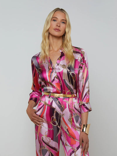 Dani Blouse In Pink Buckle Swirl-L'Agence-Tocca Finita