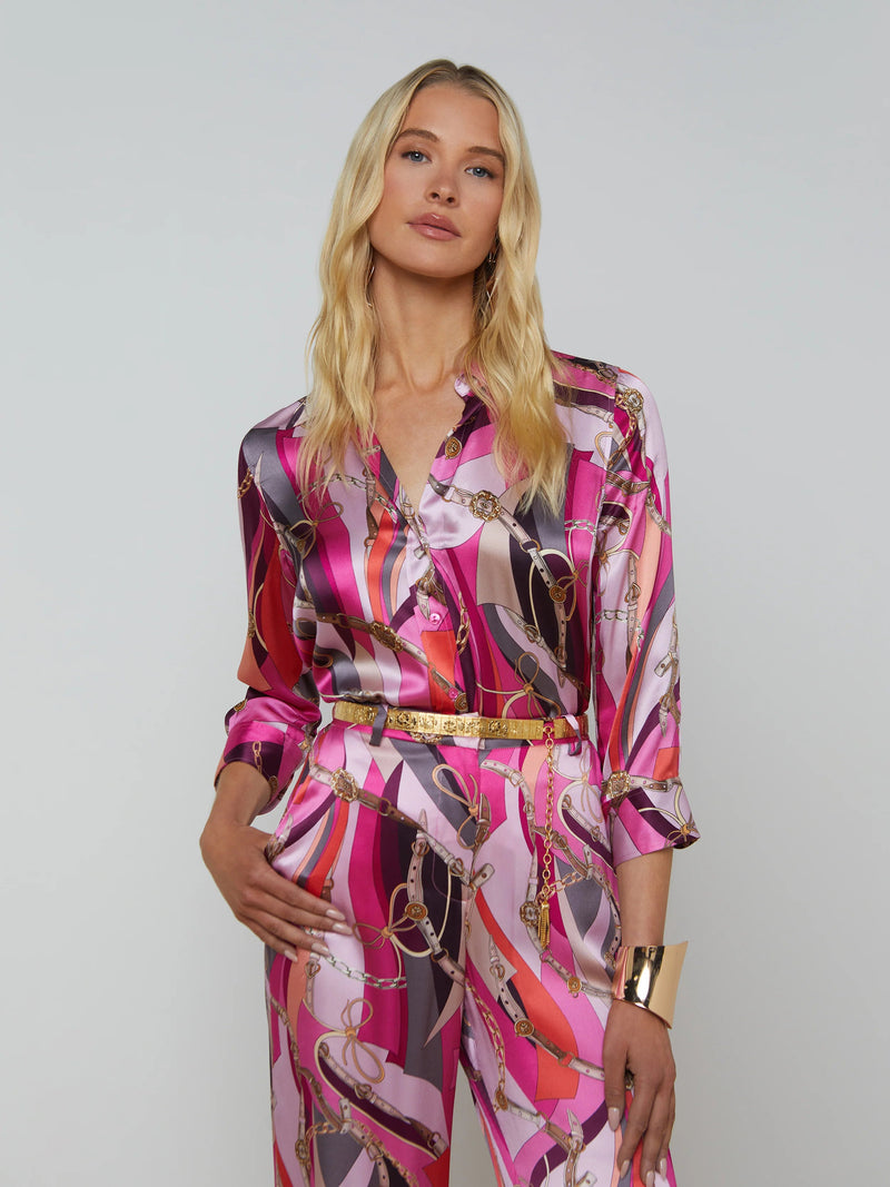 Dani Blouse In Pink Buckle Swirl-L&