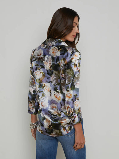 Dani Silk Blouse in Multi Distressed Floral-L'Agence-Tocca Finita