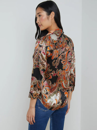 Dani Silk Blouse in Tonal Tan Paisley-L'Agence-Tocca Finita