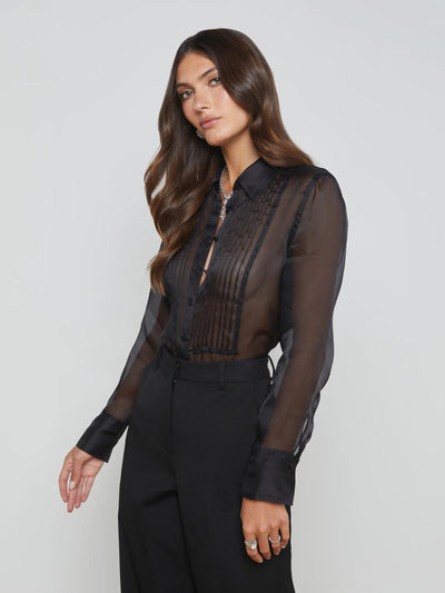 Divya Tuxedo Shirt In Black-L'Agence-Tocca Finita