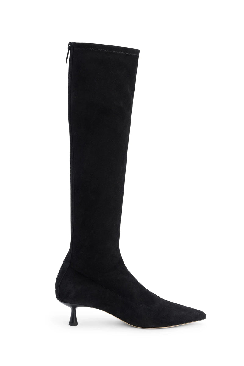 Emilie Suede Kitten Heel Boot In Black-L&