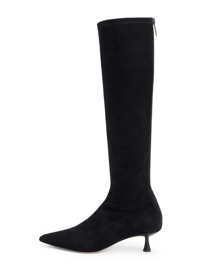 Emilie Suede Kitten Heel Boot In Black-L&