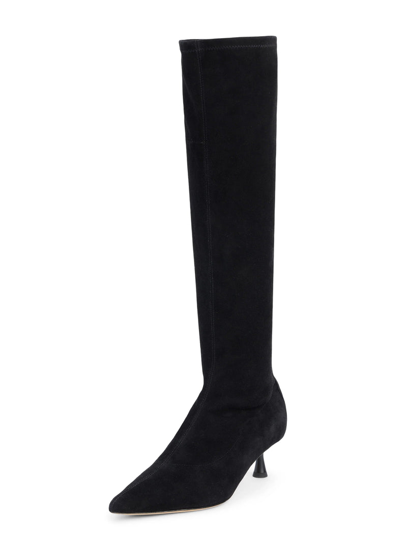 Emilie Suede Kitten Heel Boot In Black-L&