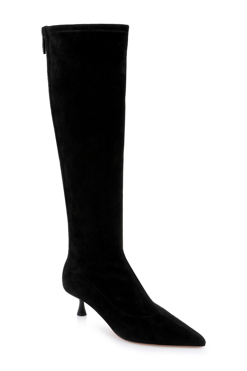 Emilie Suede Kitten Heel Boot In Black-L&