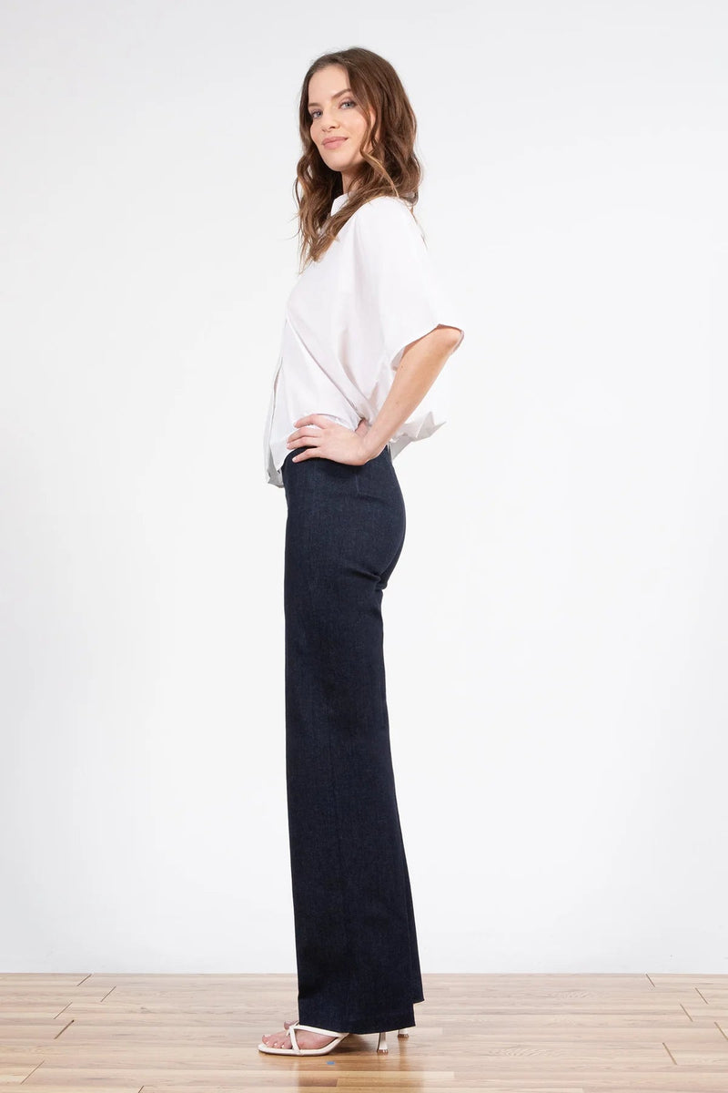 Flavia Dark Denim Wide Leg-Avenue Montagne-Tocca Finita