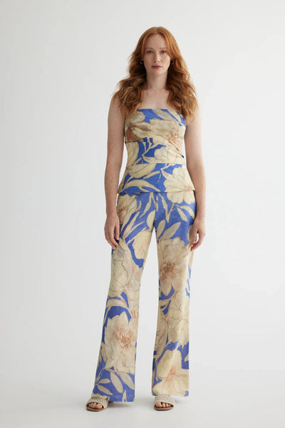 Floral Print Bustier in Blue Peach-Iris Setlakwe-Tocca Finita