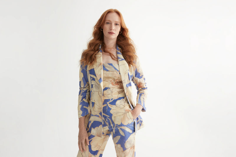 Floral Print Jacket Blue/Peach-Iris Setlakwe-Tocca Finita