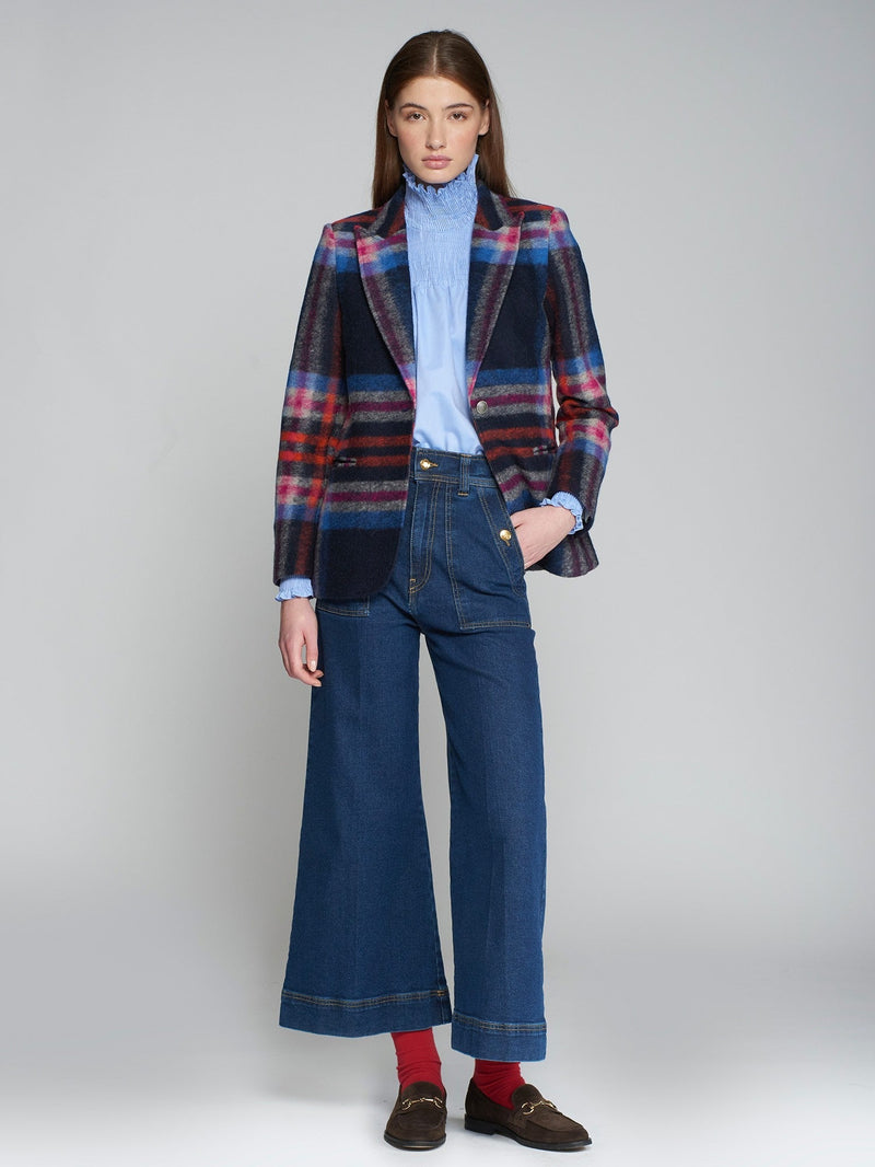 Heather Jacket In Navy Plaid-Vilagallo-Tocca Finita