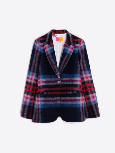 Heather Jacket In Navy Plaid-Vilagallo-Tocca Finita