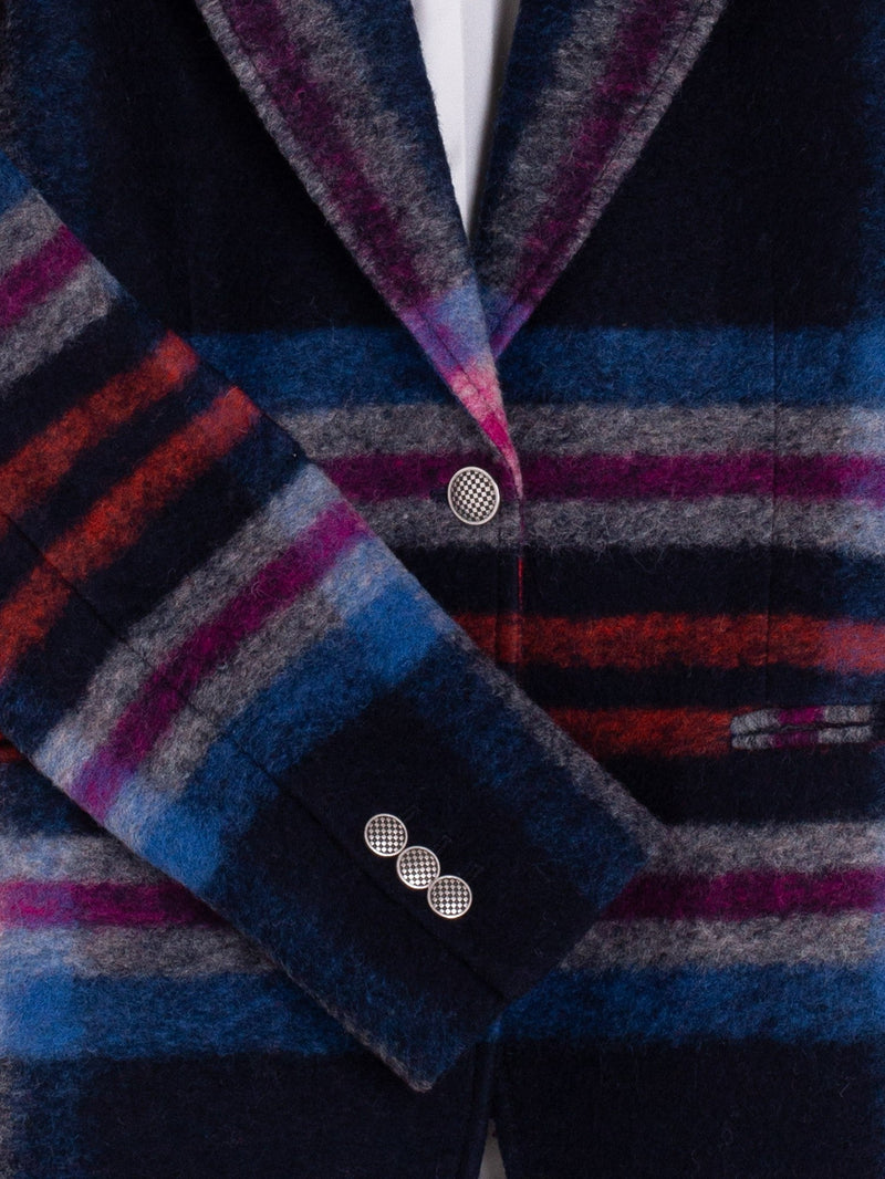 Heather Jacket In Navy Plaid-Vilagallo-Tocca Finita