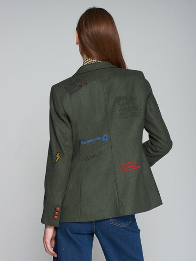 Hilary Embroidery Blazer In Hunter Green-Vilagallo-Tocca Finita