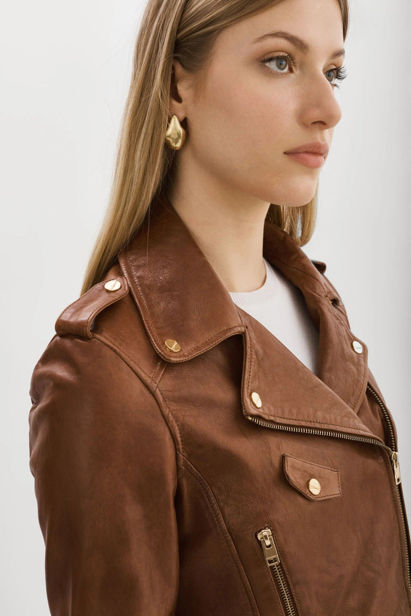 Iconic Crop Jacket in Ciara Gold-LAMARQUE-Tocca Finita