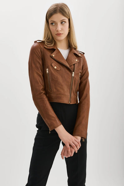 Iconic Crop Jacket in Ciara Gold-LAMARQUE-Tocca Finita