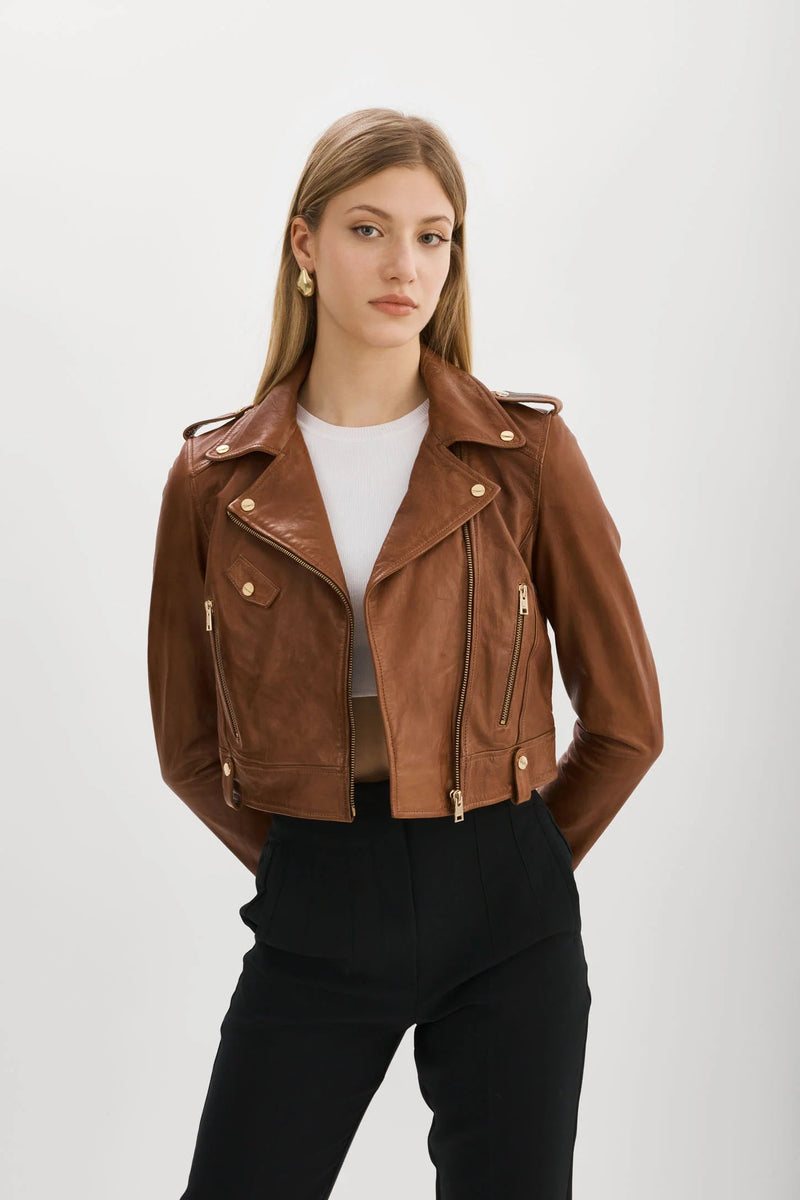 Iconic Crop Jacket in Ciara Gold-LAMARQUE-Tocca Finita