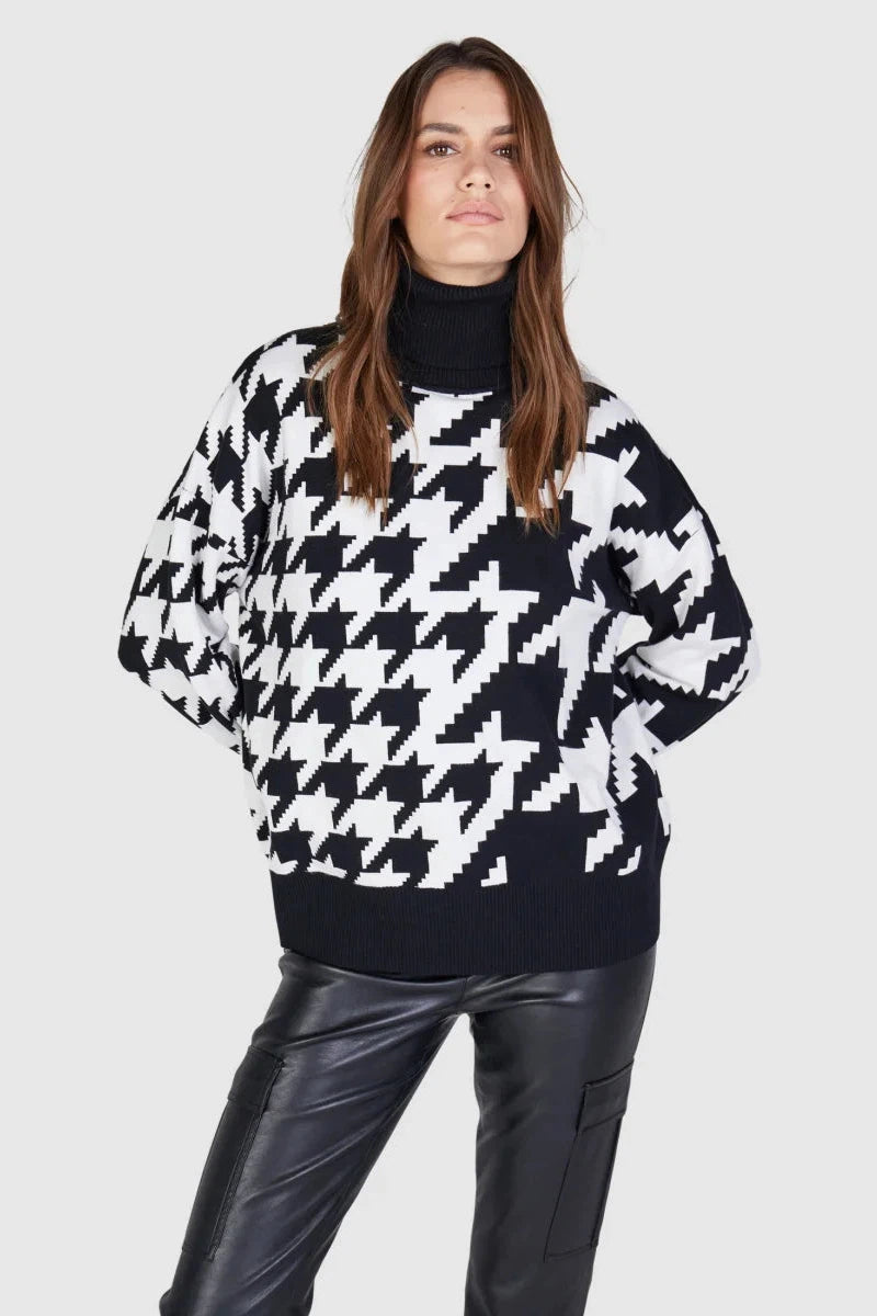 Jacquard Sweater In Houndstooth-Marc Aurel-Tocca Finita