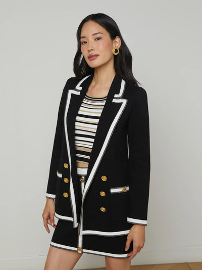 Kenji Boyfriend Blazer In Black and Gold-L'Agence-Tocca Finita