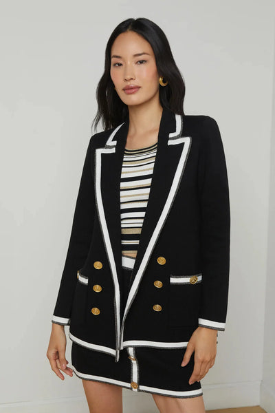 Kenji Boyfriend Blazer In Black and Gold-L'Agence-Tocca Finita